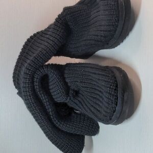 UGG Black Knit Moccasin Slippers